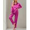image:imageEkouaer Womens Classic Button Down Long Satin Silk Pajama Set  Soft Satin Pajamas MixMatch Daily Look Chest PocketElastic Waist Gift For LadiesRose