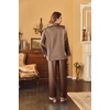 image:imageEkouaer Womens Classic Button Down Long Satin Silk Pajama Set  Soft Satin Pajamas MixMatch Daily Look Chest PocketElastic Waist Gift For LadiesSaddle Brown