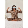 image:imageEkouaer Womens Classic Button Down Long Satin Silk Pajama Set  Soft Satin Pajamas MixMatch Daily Look Chest PocketElastic Waist Gift For LadiesSaddle Brown