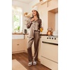 image:imageEkouaer Womens Classic Button Down Long Satin Silk Pajama Set  Soft Satin Pajamas MixMatch Daily Look Chest PocketElastic Waist Gift For LadiesSaddle Brown