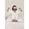 image:imageEkouaer Womens Classic Button Down Long Satin Silk Pajama Set  Soft Satin Pajamas MixMatch Daily Look Chest PocketElastic Waist Gift For LadiesWhite