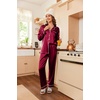 image:imageEkouaer Womens Classic Button Down Long Satin Silk Pajama Set  Soft Satin Pajamas MixMatch Daily Look Chest PocketElastic Waist Gift For LadiesWine Red