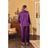 image:imageEkouaer Womens Classic Button Down Long Satin Silk Pajama Set  Soft Satin Pajamas MixMatch Daily Look Chest PocketElastic Waist Gift For LadiesWineberry
