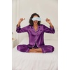 image:imageEkouaer Womens Classic Button Down Long Satin Silk Pajama Set  Soft Satin Pajamas MixMatch Daily Look Chest PocketElastic Waist Gift For LadiesWineberry