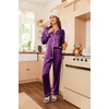image:imageEkouaer Womens Classic Button Down Long Satin Silk Pajama Set  Soft Satin Pajamas MixMatch Daily Look Chest PocketElastic Waist Gift For LadiesWineberry