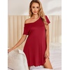 image:imageEkouaer Womens Nightgown Short Sleeve Night Gowns Soft Ruffled Sleep Shirt  Nightgowns for WomenV Neck Sleep DressShort NightgownPullover Soft Night DressRuffled SleepwearSummer T Shirt DressWine Red