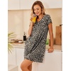 image:imageEkouaer Womens Nightgown Short Sleeve Night Gowns Soft Ruffled Sleep Shirt  Nightgowns for WomenV Neck Sleep DressShort NightgownPullover Soft Night DressRuffled SleepwearSummer T Shirt DressLeopard