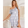 image:imageEkouaer Womens Nightgown Short Sleeve Night Gowns Soft Ruffled Sleep Shirt  Nightgowns for WomenV Neck Sleep DressShort NightgownPullover Soft Night DressRuffled SleepwearSummer T Shirt DressGrey Star