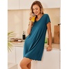 image:imageEkouaer Womens Nightgown Short Sleeve Night Gowns Soft Ruffled Sleep Shirt  Nightgowns for WomenV Neck Sleep DressShort NightgownPullover Soft Night DressRuffled SleepwearSummer T Shirt DressBlue Green