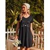 image:imageEkouaer Womens Nightgown Short Sleeve Night Gowns Soft Ruffled Sleep Shirt  Nightgowns for WomenV Neck Sleep DressShort NightgownPullover Soft Night DressRuffled SleepwearSummer T Shirt DressBlack Cat