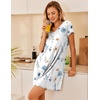 image:imageEkouaer Womens Nightgown Short Sleeve Night Gowns Soft Ruffled Sleep Shirt  Nightgowns for WomenV Neck Sleep DressShort NightgownPullover Soft Night DressRuffled SleepwearSummer T Shirt DressLine Florals