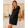 image:imageEkouaer Womens Nightgown Short Sleeve Night Gowns Soft Ruffled Sleep Shirt  Nightgowns for WomenV Neck Sleep DressShort NightgownPullover Soft Night DressRuffled SleepwearSummer T Shirt DressBlack