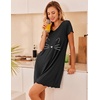 image:imageEkouaer Womens Nightgown Short Sleeve Night Gowns Soft Ruffled Sleep Shirt  Nightgowns for WomenV Neck Sleep DressShort NightgownPullover Soft Night DressRuffled SleepwearSummer T Shirt DressBlack Cat