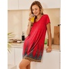 image:imageEkouaer Womens Nightgown Short Sleeve Night Gowns Soft Ruffled Sleep Shirt  Nightgowns for WomenV Neck Sleep DressShort NightgownPullover Soft Night DressRuffled SleepwearSummer T Shirt DressRed Feather