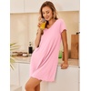 image:imageEkouaer Womens Nightgown Short Sleeve Night Gowns Soft Ruffled Sleep Shirt  Nightgowns for WomenV Neck Sleep DressShort NightgownPullover Soft Night DressRuffled SleepwearSummer T Shirt DressPink