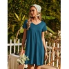 image:imageEkouaer Womens Nightgown Short Sleeve Night Gowns Soft Ruffled Sleep Shirt  Nightgowns for WomenV Neck Sleep DressShort NightgownPullover Soft Night DressRuffled SleepwearSummer T Shirt DressBlue Green