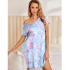 image:imageEkouaer Womens Nightgown Short Sleeve Night Gowns Soft Ruffled Sleep Shirt  Nightgowns for WomenV Neck Sleep DressShort NightgownPullover Soft Night DressRuffled SleepwearSummer T Shirt DressPurple Tie Dye