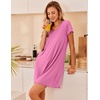 image:imageEkouaer Womens Nightgown Short Sleeve Night Gowns Soft Ruffled Sleep Shirt  Nightgowns for WomenV Neck Sleep DressShort NightgownPullover Soft Night DressRuffled SleepwearSummer T Shirt DressPeach Pink