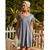 image:imageEkouaer Womens Nightgown Short Sleeve Night Gowns Soft Ruffled Sleep Shirt  Nightgowns for WomenV Neck Sleep DressShort NightgownPullover Soft Night DressRuffled SleepwearSummer T Shirt DressDark Grey