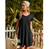 image:imageEkouaer Womens Nightgown Short Sleeve Night Gowns Soft Ruffled Sleep Shirt  Nightgowns for WomenV Neck Sleep DressShort NightgownPullover Soft Night DressRuffled SleepwearSummer T Shirt DressBlack