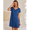 image:imageEkouaer Womens Nightgown Short Sleeve Night Gowns Soft Ruffled Sleep Shirt  Nightgowns for WomenV Neck Sleep DressShort NightgownPullover Soft Night DressRuffled SleepwearSummer T Shirt DressBlue