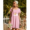 image:imageEkouaer Womens Nightgown Short Sleeve Night Gowns Soft Ruffled Sleep Shirt  Nightgowns for WomenV Neck Sleep DressShort NightgownPullover Soft Night DressRuffled SleepwearSummer T Shirt DressPink Teddy