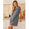 image:imageEkouaer Womens Nightgown Short Sleeve Night Gowns Soft Ruffled Sleep Shirt  Nightgowns for WomenV Neck Sleep DressShort NightgownPullover Soft Night DressRuffled SleepwearSummer T Shirt DressDark Grey