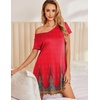 image:imageEkouaer Womens Nightgown Short Sleeve Night Gowns Soft Ruffled Sleep Shirt  Nightgowns for WomenV Neck Sleep DressShort NightgownPullover Soft Night DressRuffled SleepwearSummer T Shirt DressRed Feather