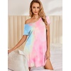 image:imageEkouaer Womens Nightgown Short Sleeve Night Gowns Soft Ruffled Sleep Shirt  Nightgowns for WomenV Neck Sleep DressShort NightgownPullover Soft Night DressRuffled SleepwearSummer T Shirt DressTie Dye