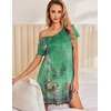 image:imageEkouaer Womens Nightgown Short Sleeve Night Gowns Soft Ruffled Sleep Shirt  Nightgowns for WomenV Neck Sleep DressShort NightgownPullover Soft Night DressRuffled SleepwearSummer T Shirt DressGreen Flower