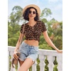 image:imageEkouaer Womens Pajama Sets Shorts Soft 2 Piece Lounge Set with Chest Pocket  Lightweight Sleepwear Vneck short sleeve top with drawstring shorts casual Pjs for allseason daily wear available in XSLeopard