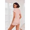 image:imageEkouaer Womens Pajama Sets Shorts Soft 2 Piece Lounge Set with Chest Pocket  Lightweight Sleepwear Vneck short sleeve top with drawstring shorts casual Pjs for allseason daily wear available in XSPink and White Stripes