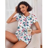 image:imageEkouaer Womens Pajama Sets Shorts Soft 2 Piece Lounge Set with Chest Pocket  Lightweight Sleepwear Vneck short sleeve top with drawstring shorts casual Pjs for allseason daily wear available in XSHawaiian Floral
