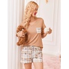 image:imageEkouaer Womens Pajama Sets Shorts Soft 2 Piece Lounge Set with Chest Pocket  Lightweight Sleepwear Vneck short sleeve top with drawstring shorts casual Pjs for allseason daily wear available in XSKhaki Plaid Teddy