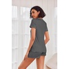 image:imageEkouaer Womens Pajama Sets Shorts Soft 2 Piece Lounge Set with Chest Pocket  Lightweight Sleepwear Vneck short sleeve top with drawstring shorts casual Pjs for allseason daily wear available in XSBlack and White Stripes