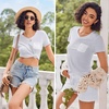 image:imageEkouaer Womens Pajama Sets Shorts Soft 2 Piece Lounge Set with Chest Pocket  Lightweight Sleepwear Vneck short sleeve top with drawstring shorts casual Pjs for allseason daily wear available in XSGray and White Stripes