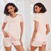 image:imageEkouaer Womens Pajama Sets Shorts Soft 2 Piece Lounge Set with Chest Pocket  Lightweight Sleepwear Vneck short sleeve top with drawstring shorts casual Pjs for allseason daily wear available in XSPink Stars