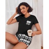 image:imageEkouaer Womens Pajama Sets Shorts Soft 2 Piece Lounge Set with Chest Pocket  Lightweight Sleepwear Vneck short sleeve top with drawstring shorts casual Pjs for allseason daily wear available in XSGrey Plaid