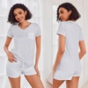 image:imageEkouaer Womens Pajama Sets Shorts Soft 2 Piece Lounge Set with Chest Pocket  Lightweight Sleepwear Vneck short sleeve top with drawstring shorts casual Pjs for allseason daily wear available in XSGray and White Stripes