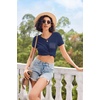image:imageEkouaer Womens Pajama Sets Shorts Soft 2 Piece Lounge Set with Chest Pocket  Lightweight Sleepwear Vneck short sleeve top with drawstring shorts casual Pjs for allseason daily wear available in XSNavy Blue Polka Dots