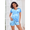 image:imageEkouaer Womens Pajama Sets Shorts Soft 2 Piece Lounge Set with Chest Pocket  Lightweight Sleepwear Vneck short sleeve top with drawstring shorts casual Pjs for allseason daily wear available in XSBlue Tie Dye
