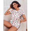 image:imageEkouaer Womens Pajama Sets Shorts Soft 2 Piece Lounge Set with Chest Pocket  Lightweight Sleepwear Vneck short sleeve top with drawstring shorts casual Pjs for allseason daily wear available in XSStrawberry