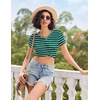image:imageEkouaer Womens Pajama Sets Shorts Soft 2 Piece Lounge Set with Chest Pocket  Lightweight Sleepwear Vneck short sleeve top with drawstring shorts casual Pjs for allseason daily wear available in XSGreen Stripes
