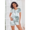 image:imageEkouaer Womens Pajama Sets Shorts Soft 2 Piece Lounge Set with Chest Pocket  Lightweight Sleepwear Vneck short sleeve top with drawstring shorts casual Pjs for allseason daily wear available in XSGreytie Dye