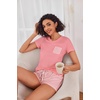 image:imageEkouaer Womens Pajama Sets Shorts Soft 2 Piece Lounge Set with Chest Pocket  Lightweight Sleepwear Vneck short sleeve top with drawstring shorts casual Pjs for allseason daily wear available in XSPink Vertical Stripes