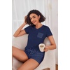 image:imageEkouaer Womens Pajama Sets Shorts Soft 2 Piece Lounge Set with Chest Pocket  Lightweight Sleepwear Vneck short sleeve top with drawstring shorts casual Pjs for allseason daily wear available in XSNavy Blue Polka Dots