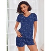 image:imageEkouaer Womens Pajama Sets Shorts Soft 2 Piece Lounge Set with Chest Pocket  Lightweight Sleepwear Vneck short sleeve top with drawstring shorts casual Pjs for allseason daily wear available in XSNavy Blue Star