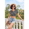 image:imageEkouaer Womens Pajama Sets Shorts Soft 2 Piece Lounge Set with Chest Pocket  Lightweight Sleepwear Vneck short sleeve top with drawstring shorts casual Pjs for allseason daily wear available in XSBlack and White Stripes