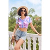 image:imageEkouaer Womens Pajama Sets Shorts Soft 2 Piece Lounge Set with Chest Pocket  Lightweight Sleepwear Vneck short sleeve top with drawstring shorts casual Pjs for allseason daily wear available in XSPink Tie Dye