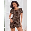 image:imageEkouaer Womens Pajama Sets Shorts Soft 2 Piece Lounge Set with Chest Pocket  Lightweight Sleepwear Vneck short sleeve top with drawstring shorts casual Pjs for allseason daily wear available in XSLeopard